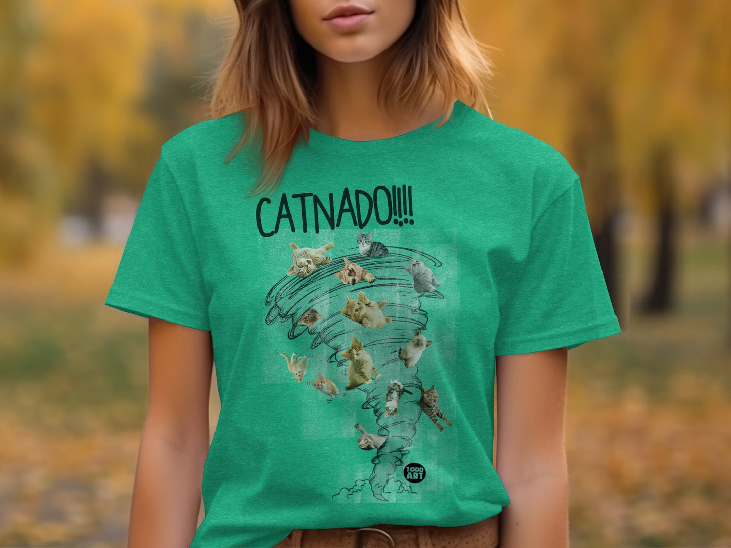 Funny Catnado Cats in Tornado Green Shirt Product