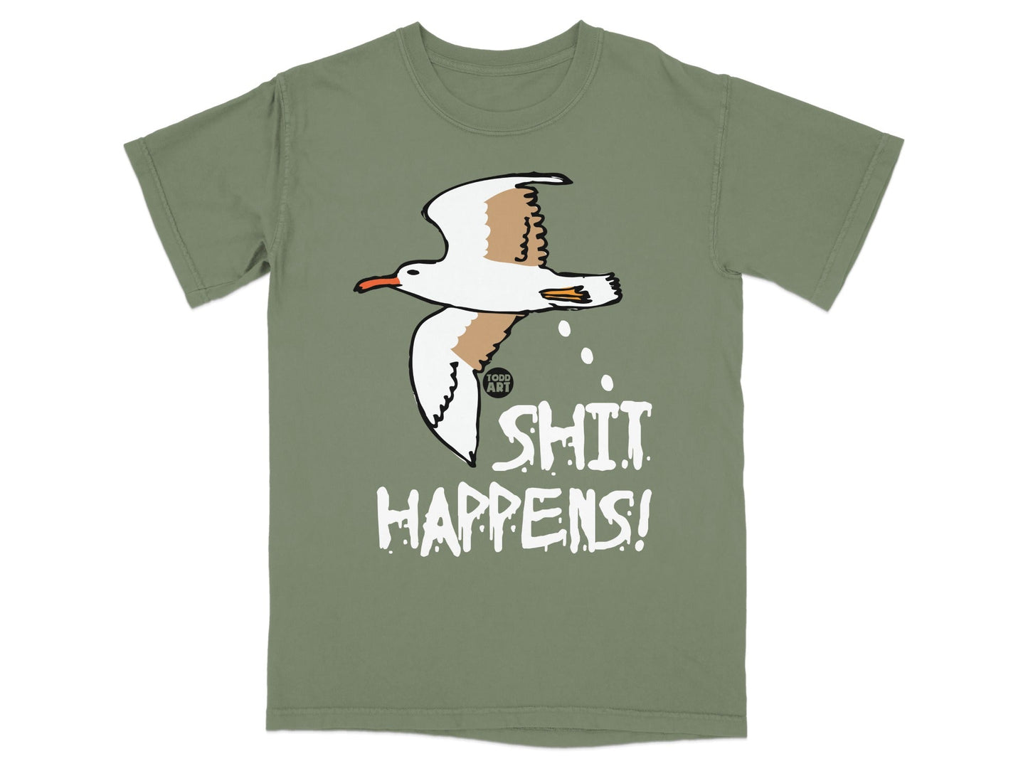 Funny Seagull Shit Happens Graphic T-Shirt