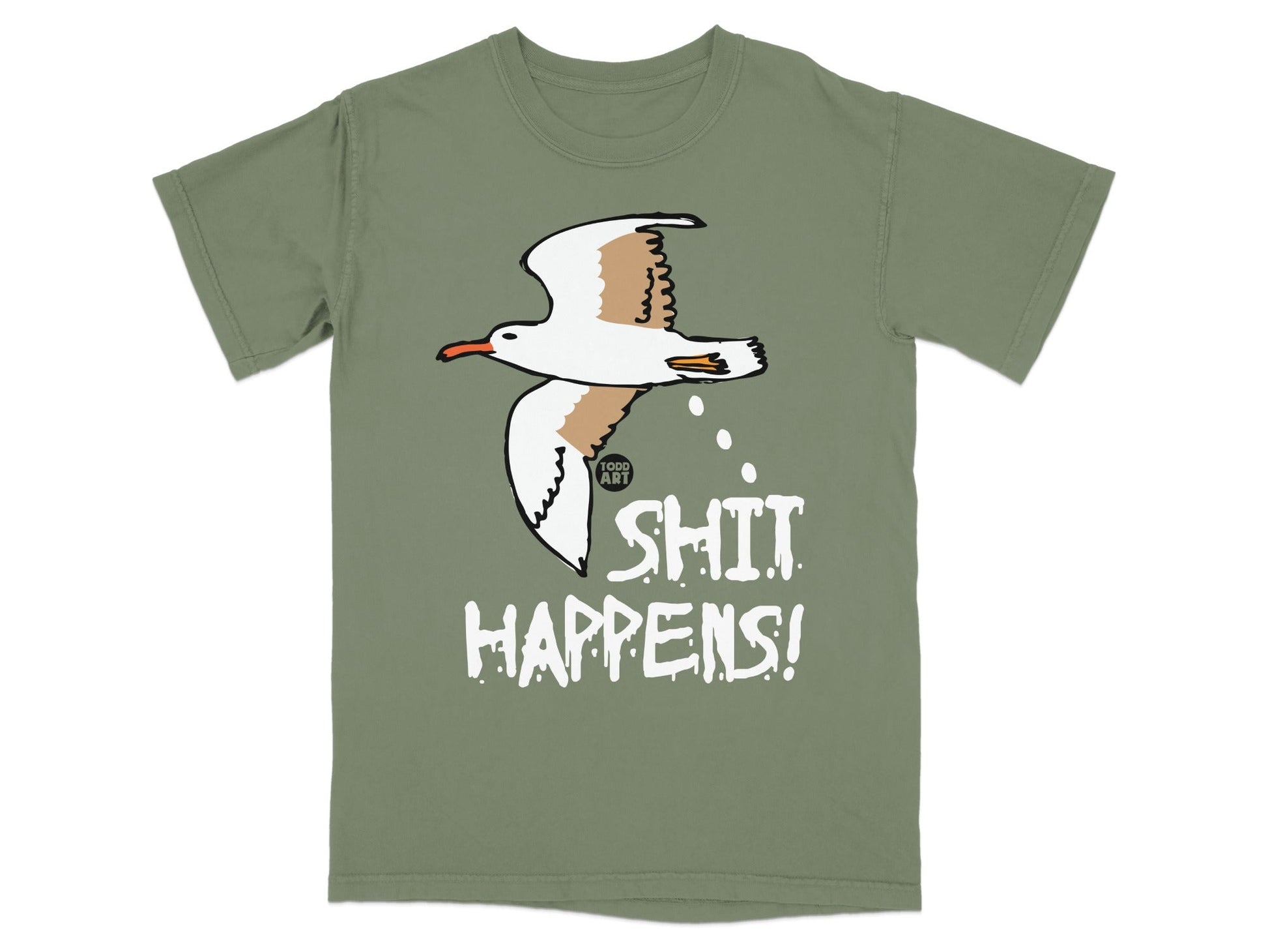 Funny Seagull Shit Happens Graphic T-Shirt