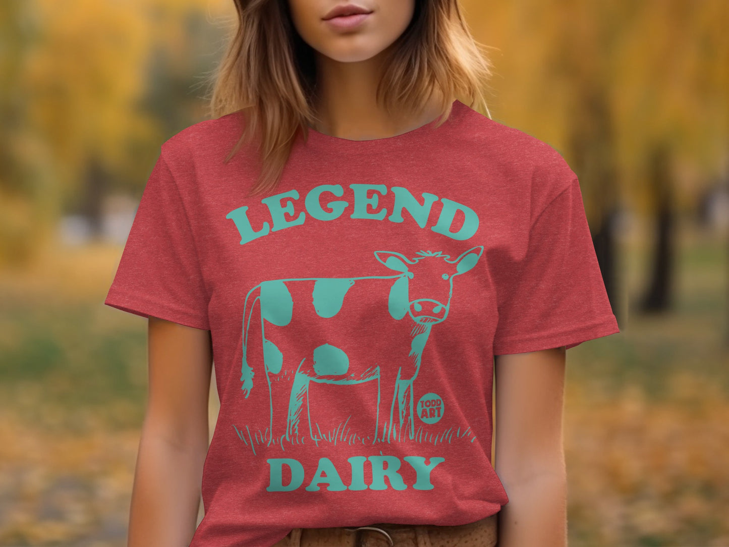 Legend Dairy Graphic Teeshirt with Fun Cow Print Design