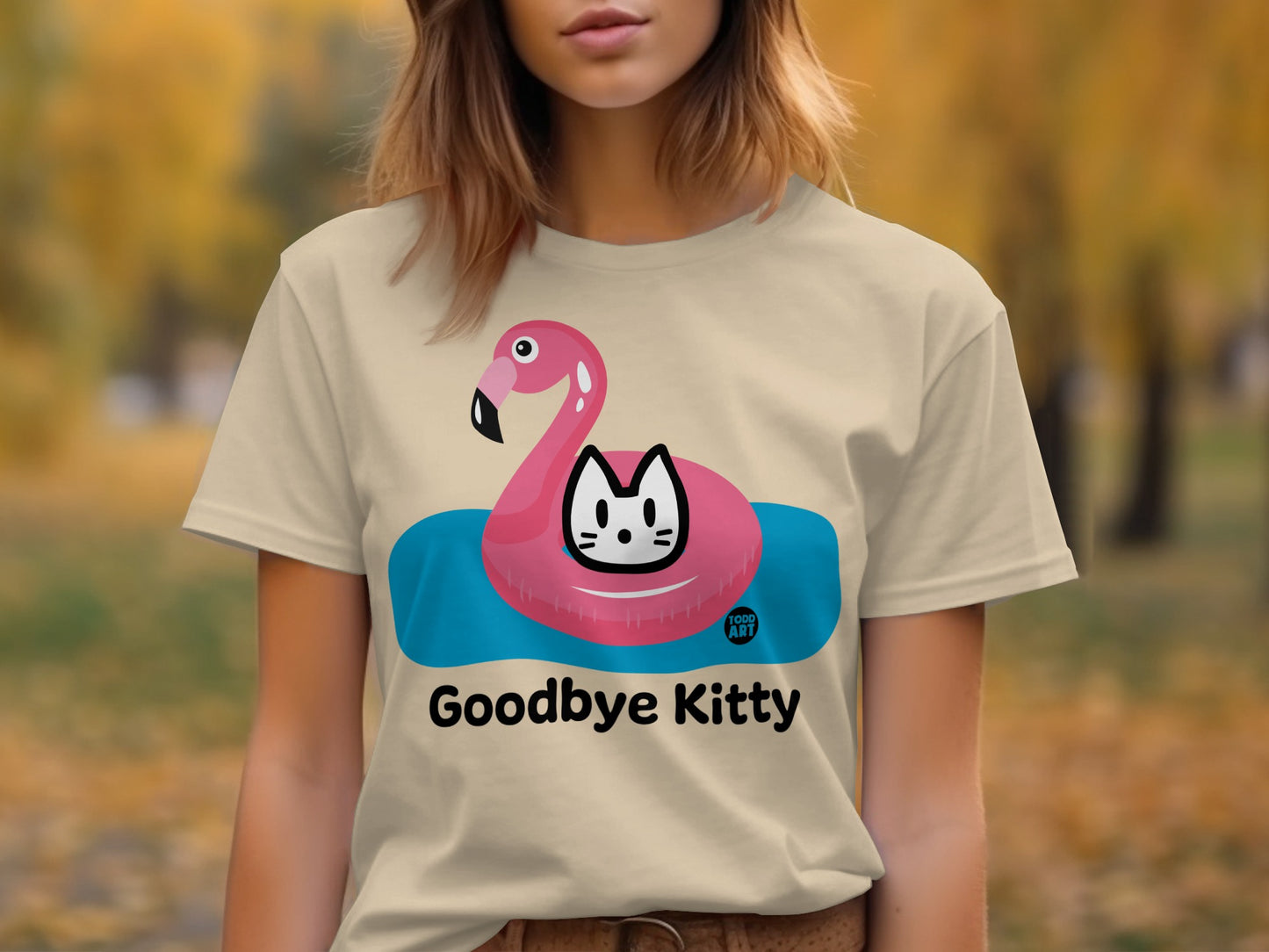 Goodbye Kitty Flamingo Funny Graphic Shirt