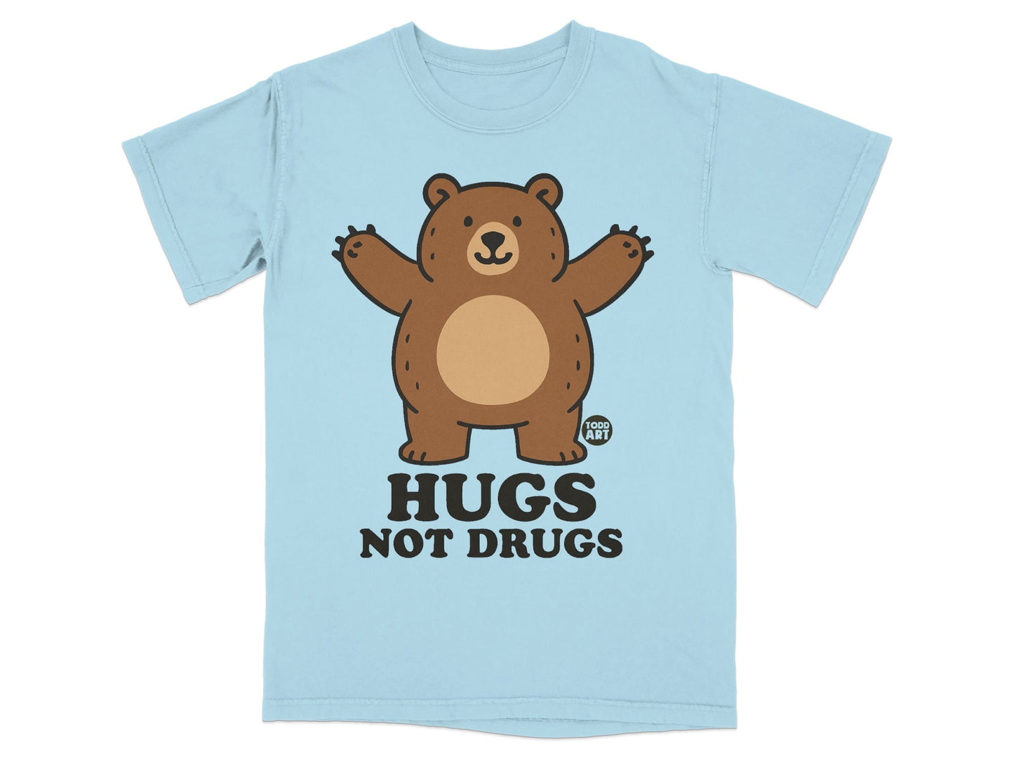Hugs Not Drugs Cute Bear Graphic Fun T-Shirt