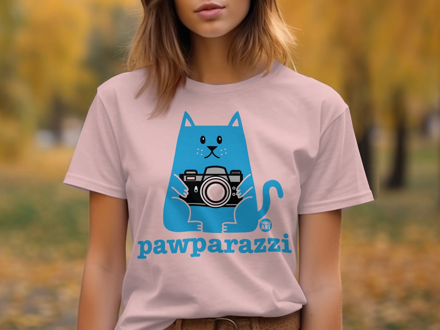 Cute Blue Cat Pawparazzi T-Shirt for Cat Lovers