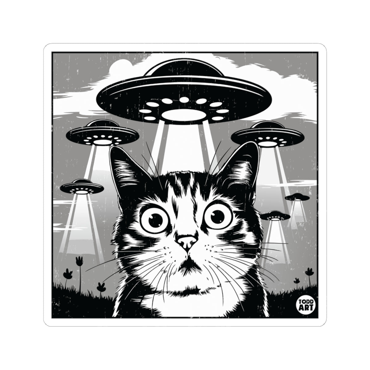 Cat AbductionTodd Art Sticker