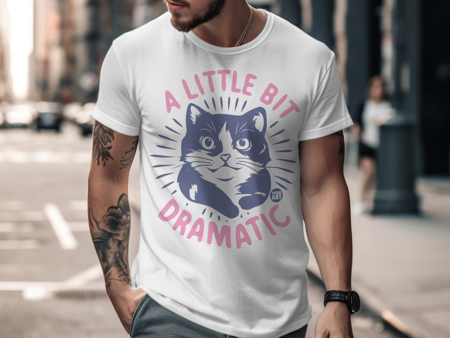 A Little Bit Dramatic Cat Graphic T-Shirt Design