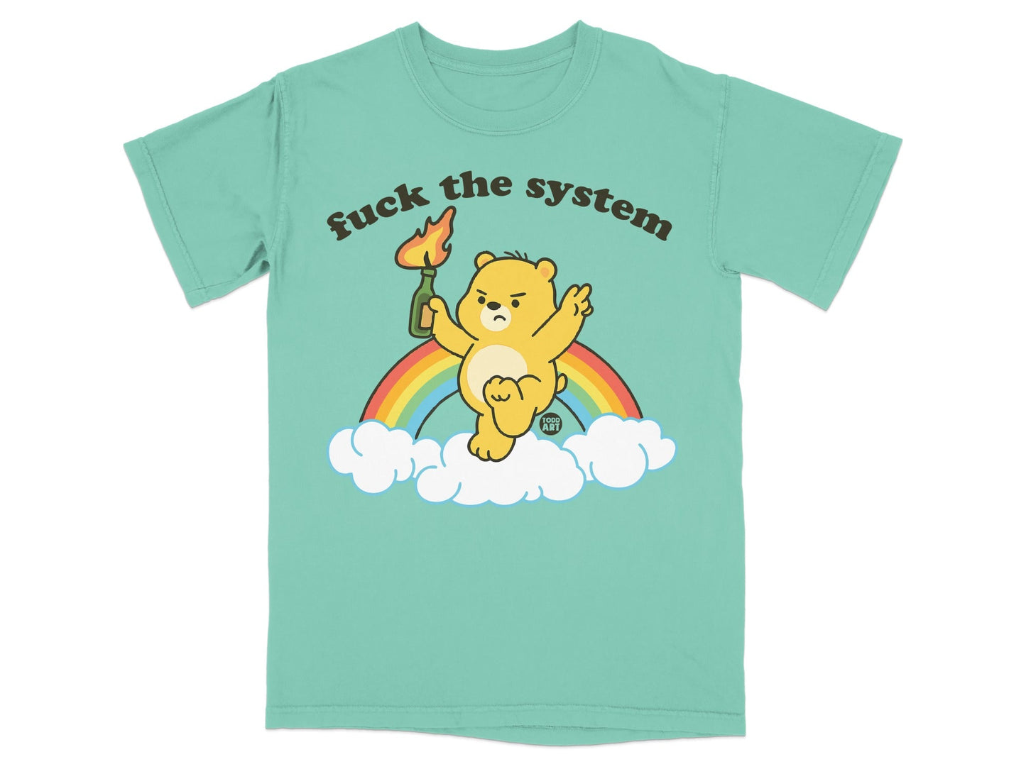 Anti-System Bear with Rainbow Graphic Shirt