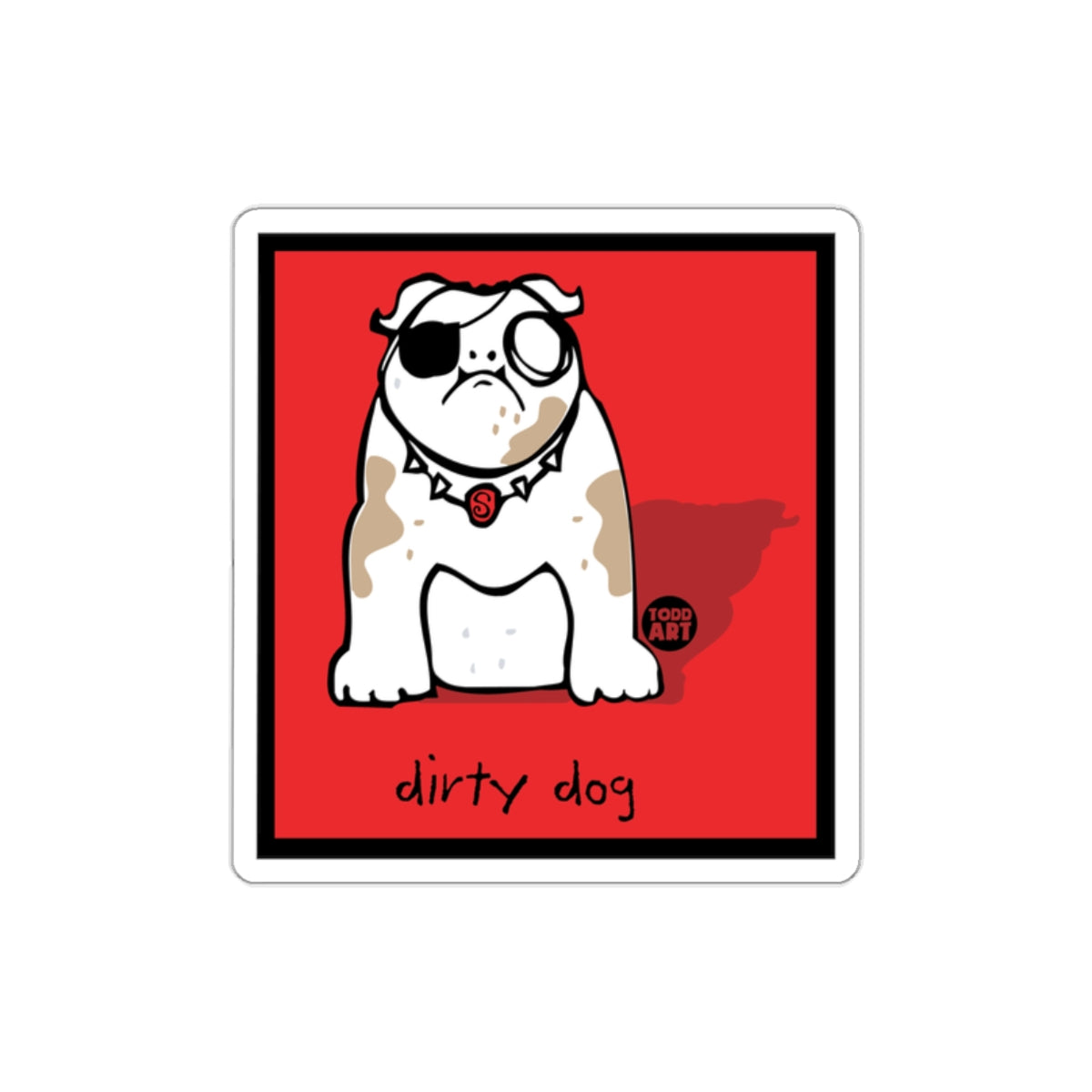 Dirty Dog Illustration with Eye Patch Sticker