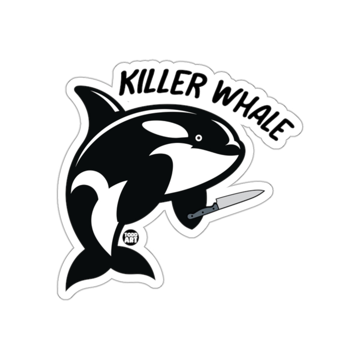 Killer Whale with Knife Funny Sticker for Various Surfaces