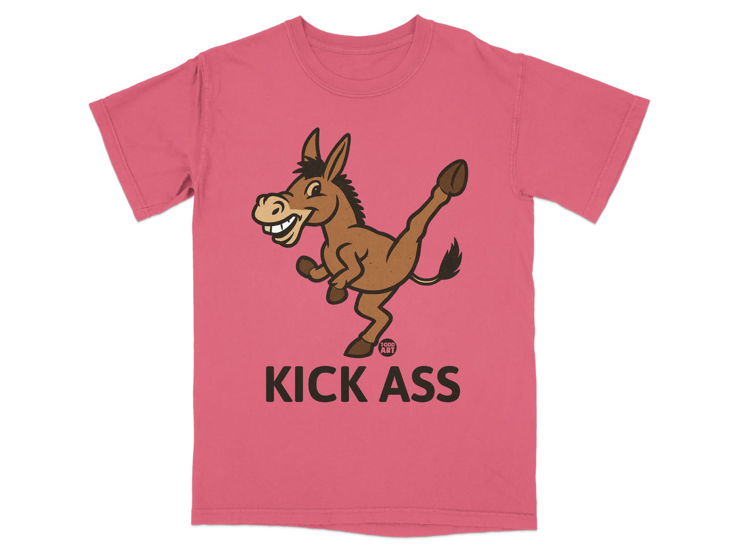 Kick Ass Fun Donkey Design Pink Graphic T-Shirt