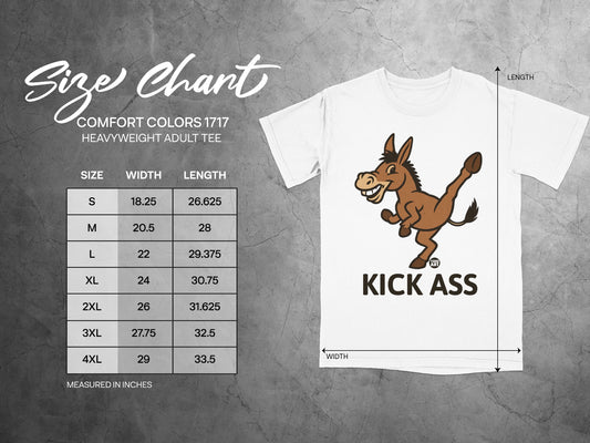 Kick Ass Donkey Design Heavyweight Adult Tee