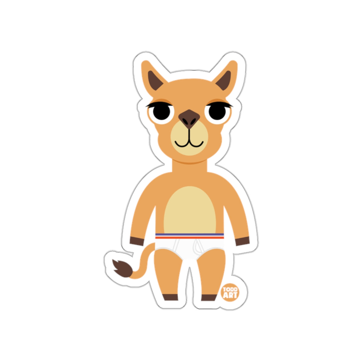 Cute Cartoon Llama Wearing Underwear Sticker