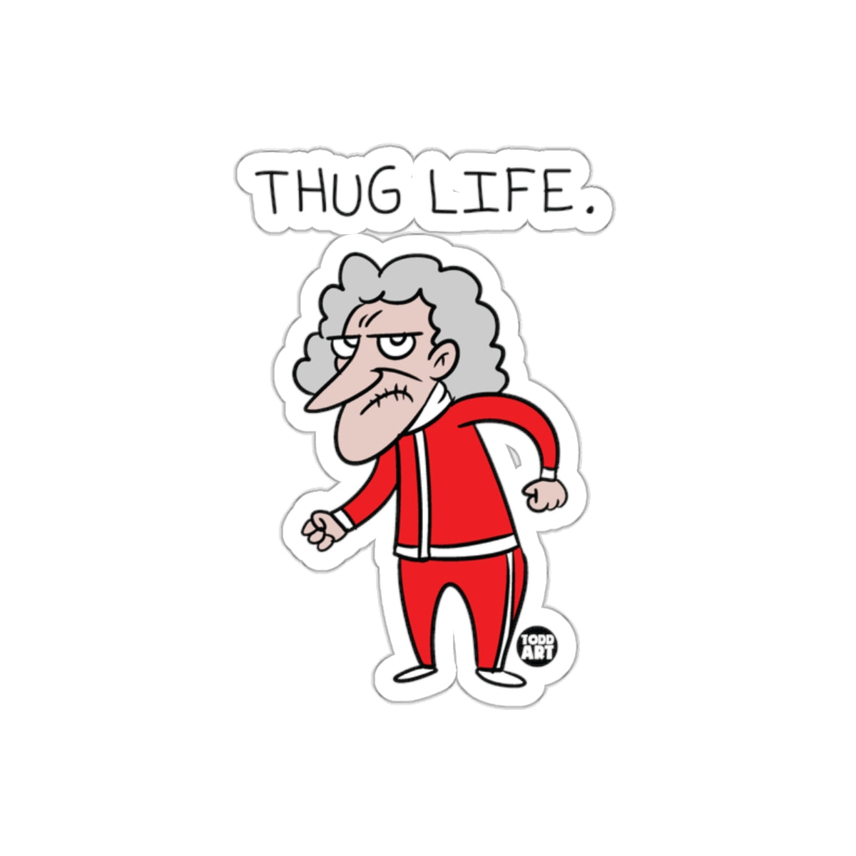 Thug Life Character in Red Outfit Funny Sticker