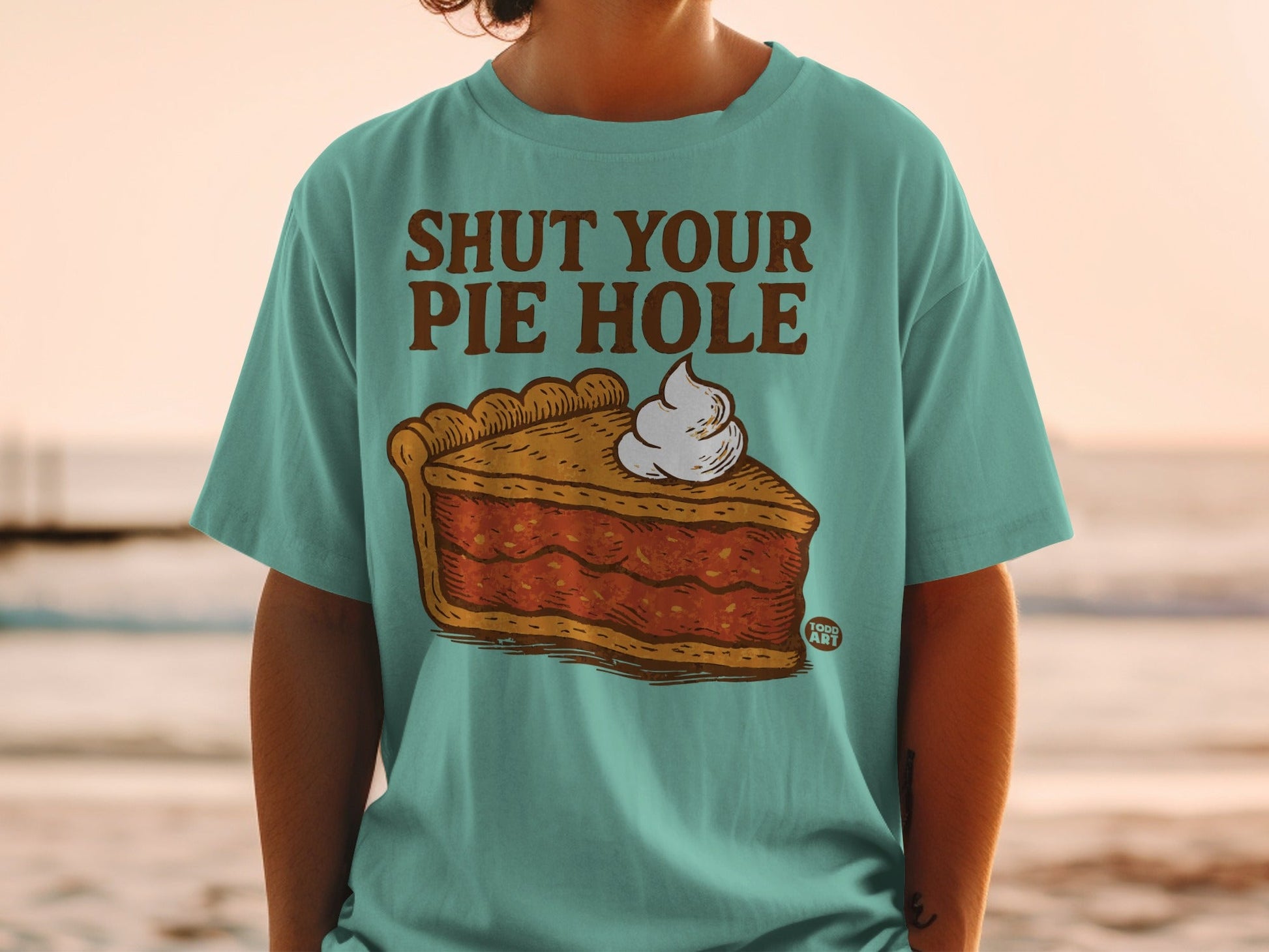 Shut Your Pie Hole Funny Graphic T-Shirt Design