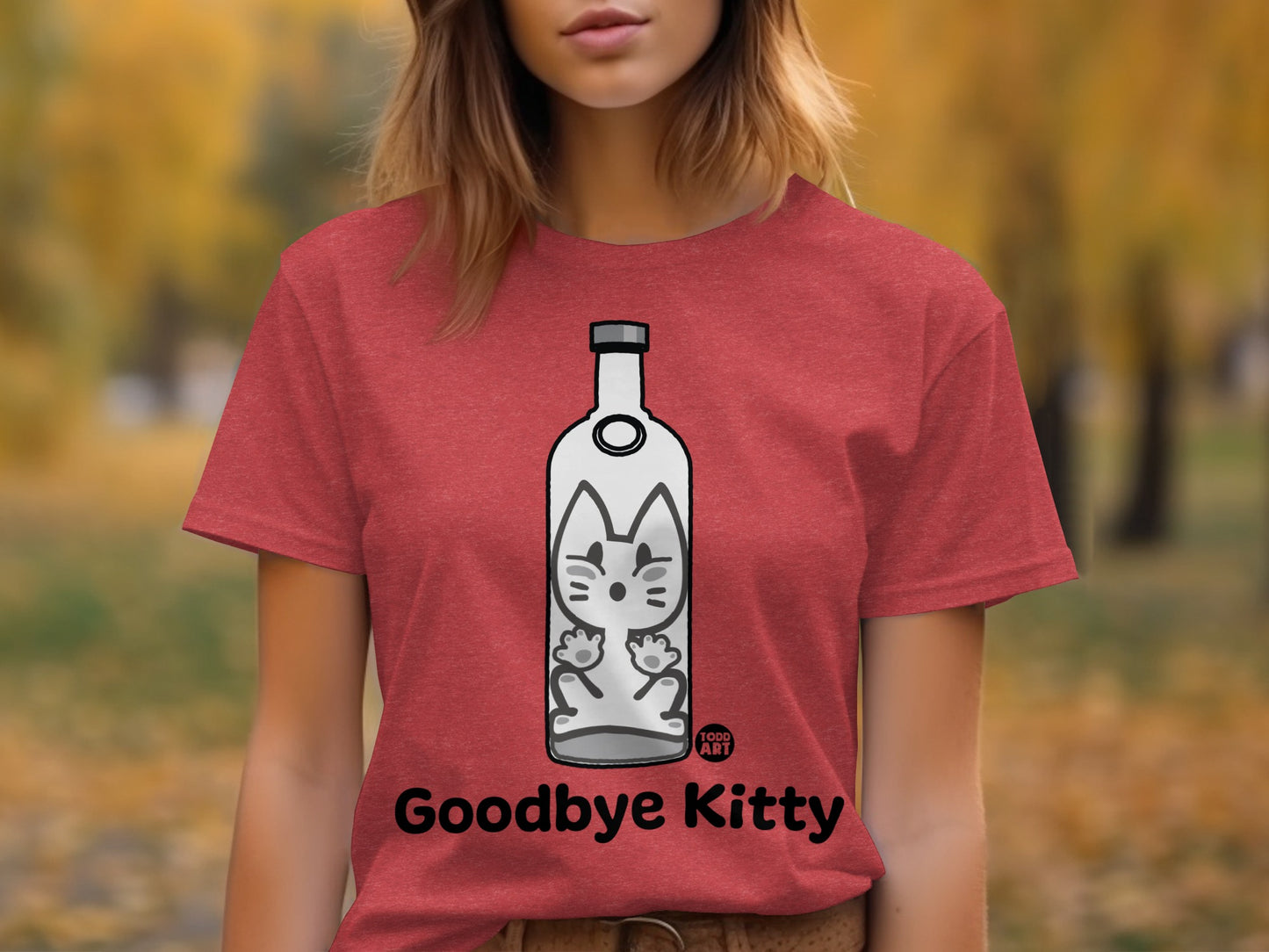 Goodbye Kitty Bottle Design Casual Tee Shirt