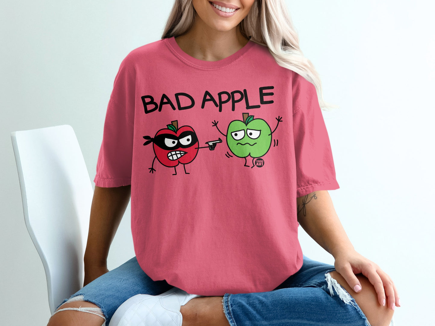 Bad Apple Funny Red Green Cartoon T-Shirt product type