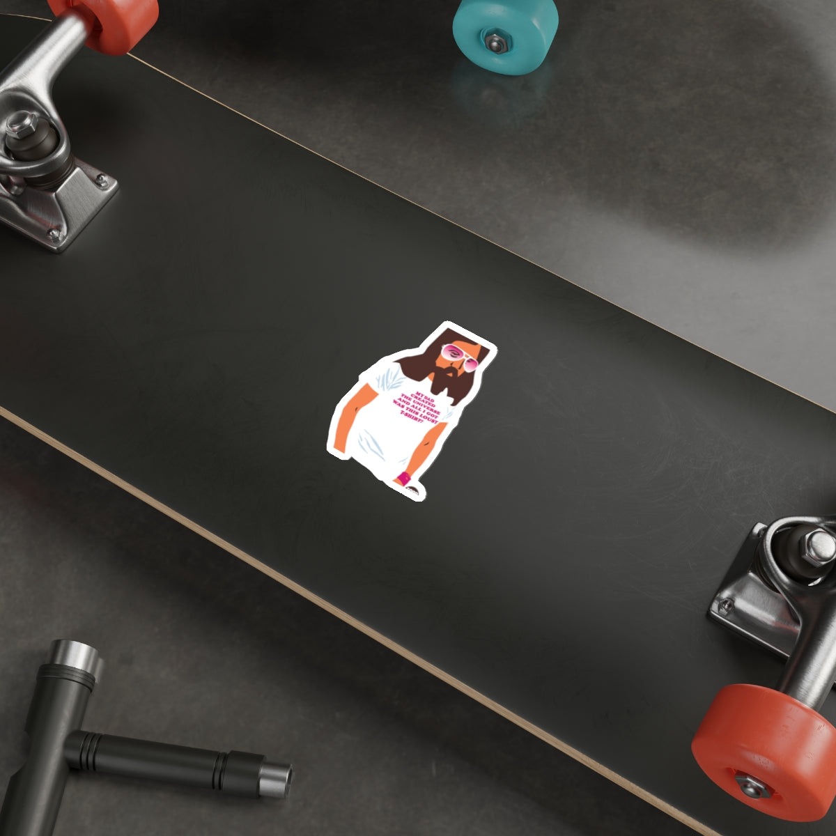Cool Skateboard Deck with Stylish Illustrated Sticker