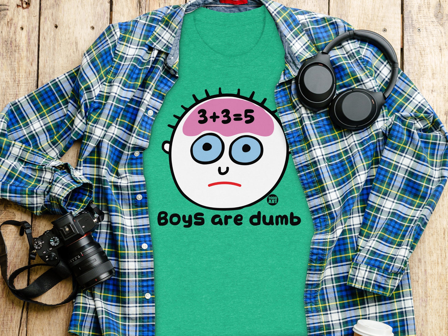 Cartoon Face with Funny Math Boys are Dumb Shirt