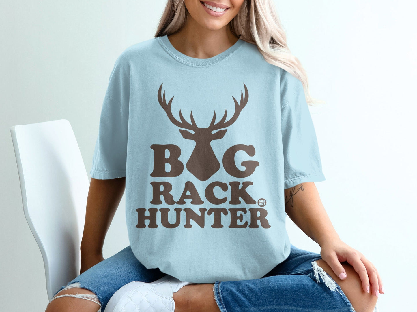 Big Rack Hunter T-Shirt with Deer Antler Design