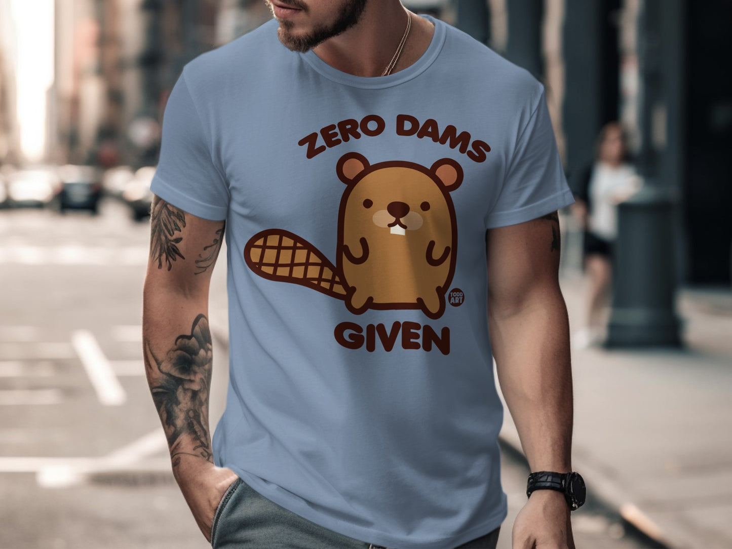 Zero Dams Given Beavercartoon Graphic Tee Shirt