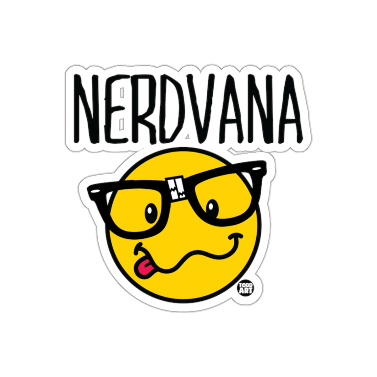 Nerdvana With Yellow Funny Face Nerd sticker