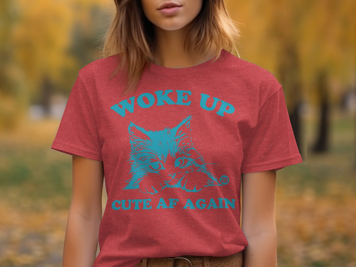 Woke Up Cute AF Again Cat Graphic T-Shirt