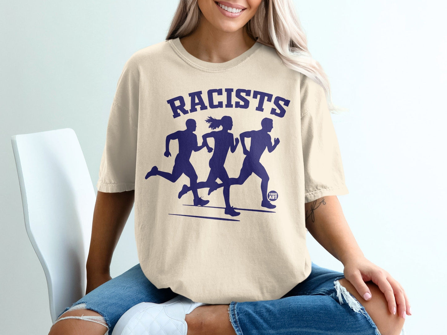 Anti Racist T-Shirt, Racists Running Away Design, Social Justice, Equality, Human Rights, Activism Protest, Statement Clothing