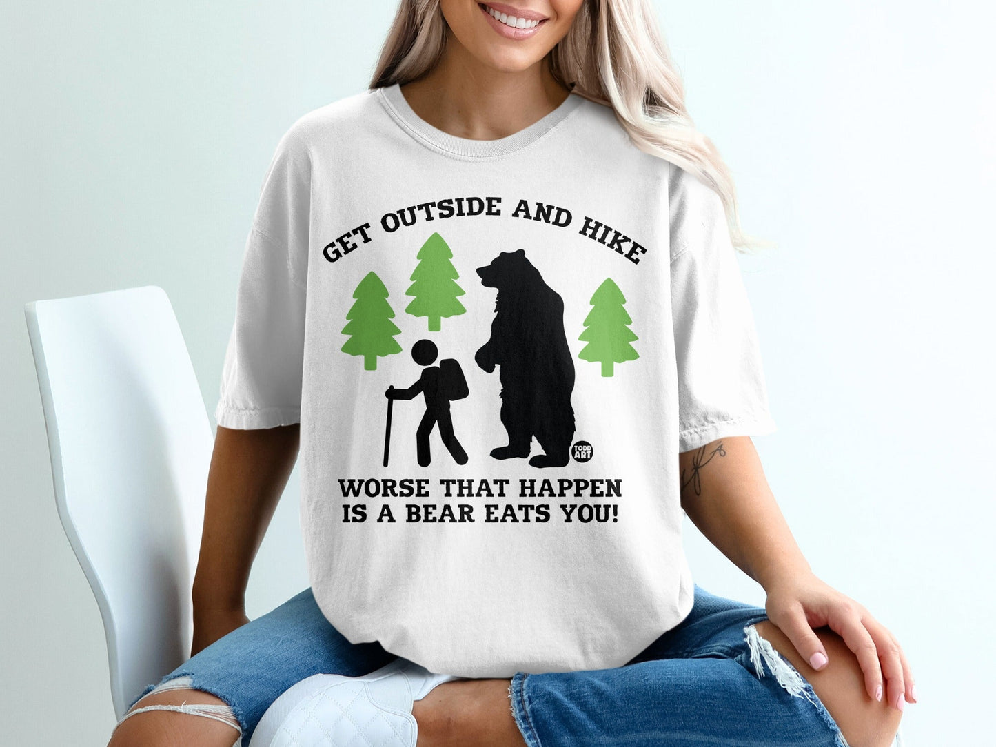Get Outside And Hike Worse That Happen Bear Eats You Shirt