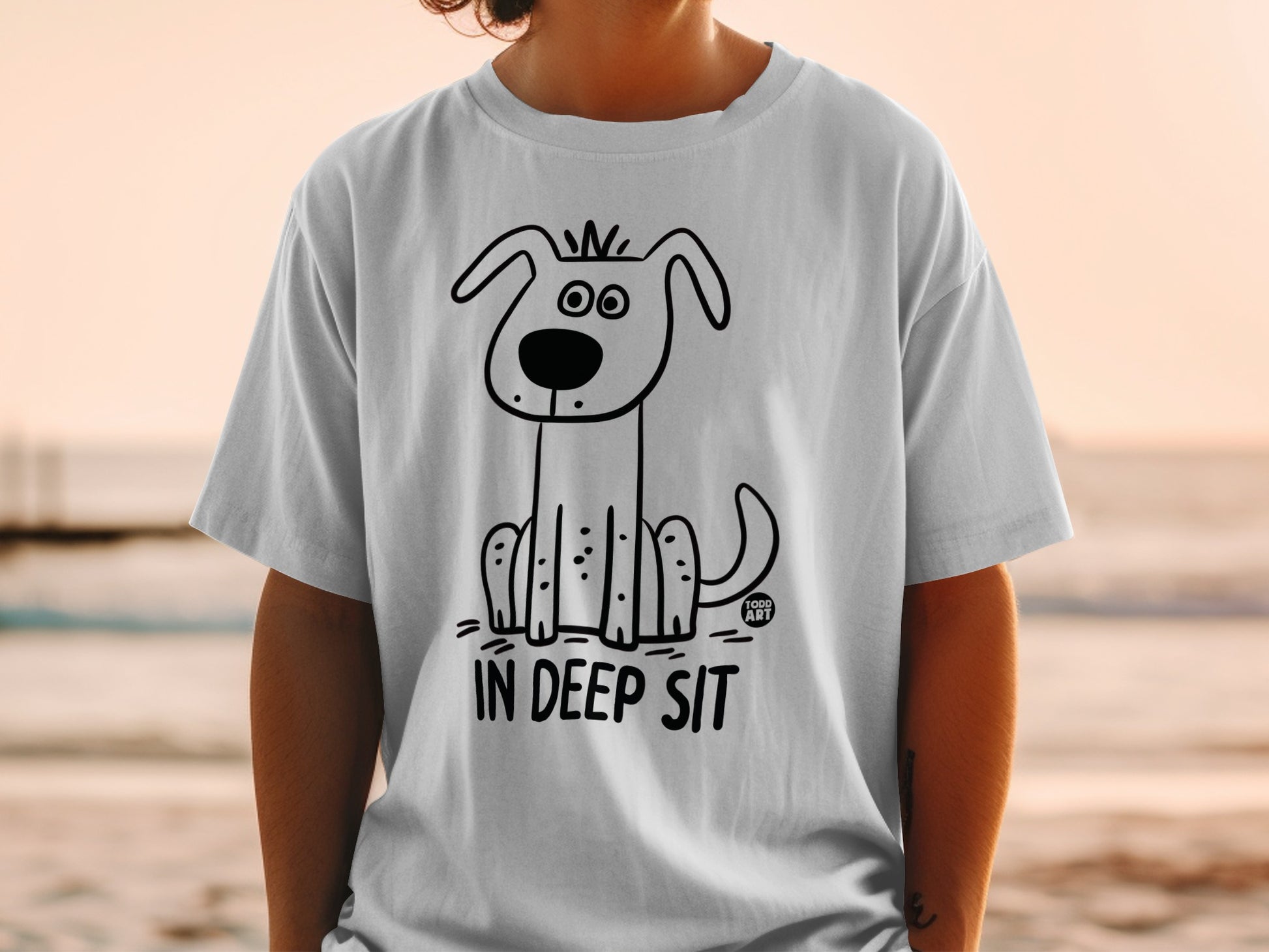 In Deep Sit Dog Graphic Design T-shirt