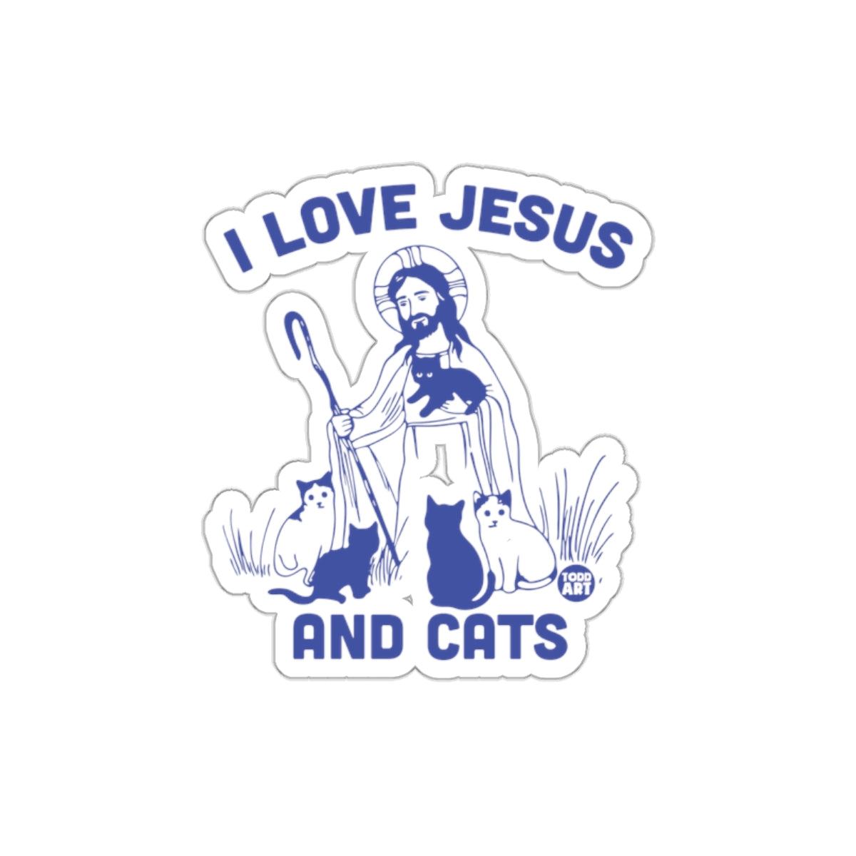 I Love Jesus And Cats Design Sticker For Pet Lovers