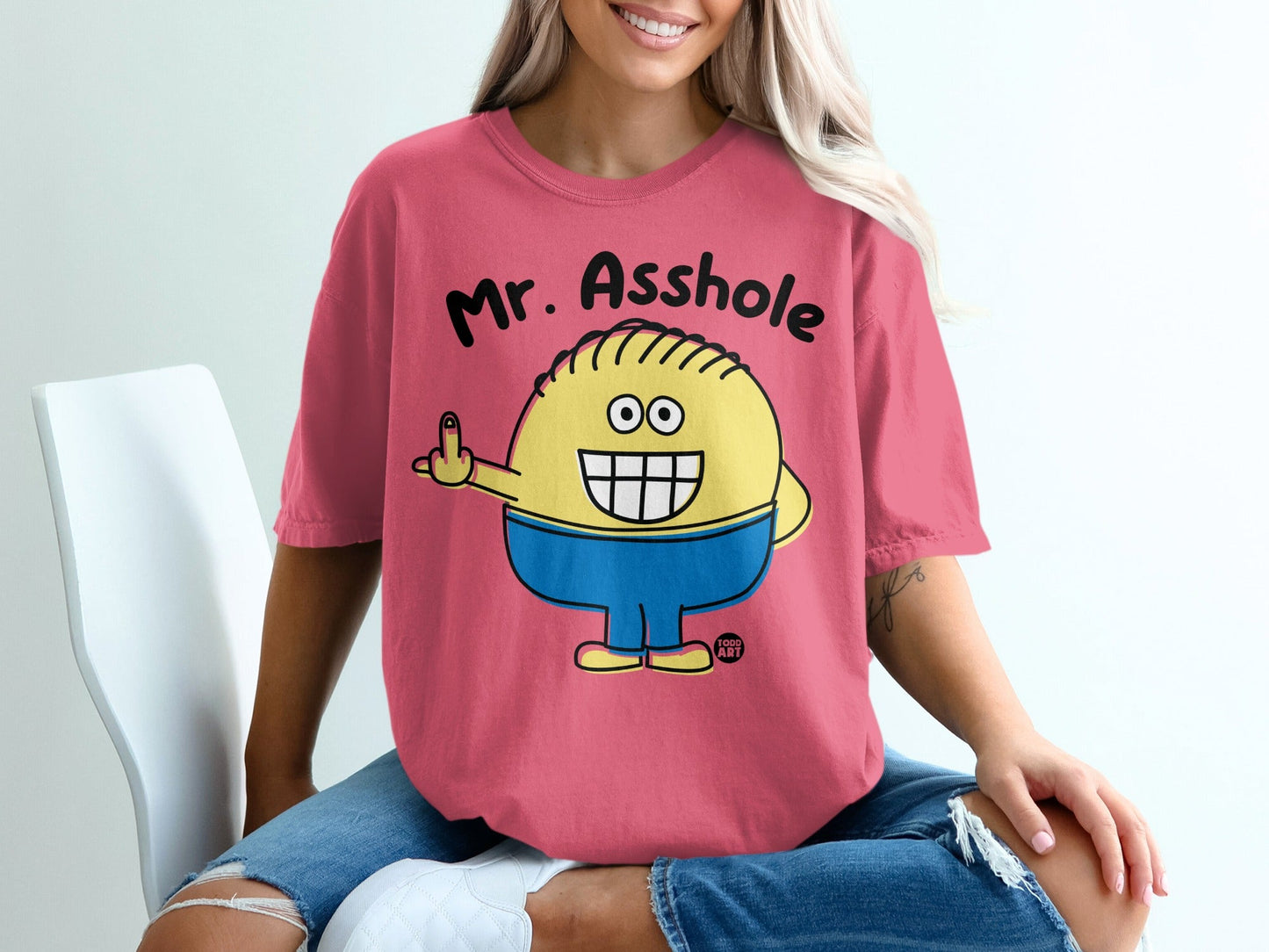Mr. Asshole Cartoon Character Pink T-Shirt