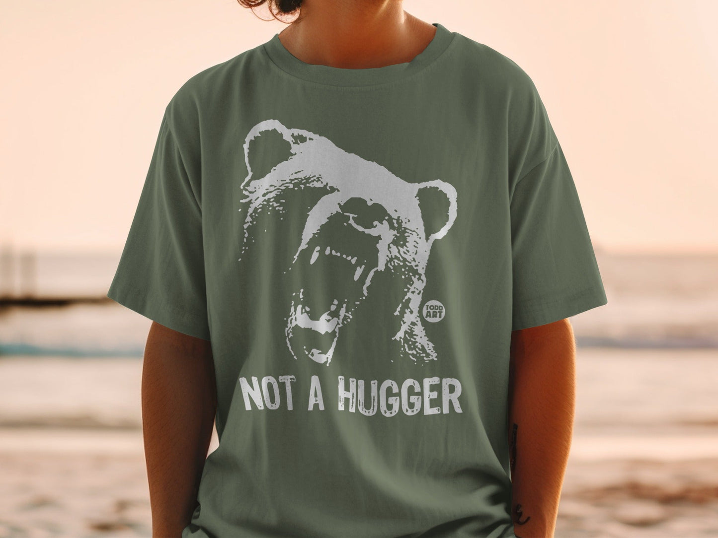 Not A Hugger Bear Graphic Print T-shirt Product