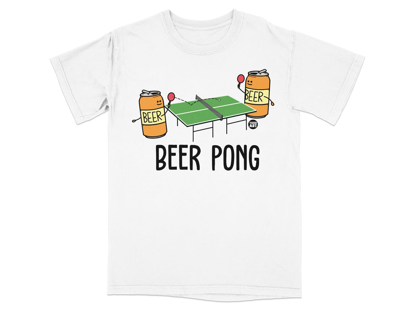 Funny Beer Pong Graphic Tee with Cute Cartoon Design