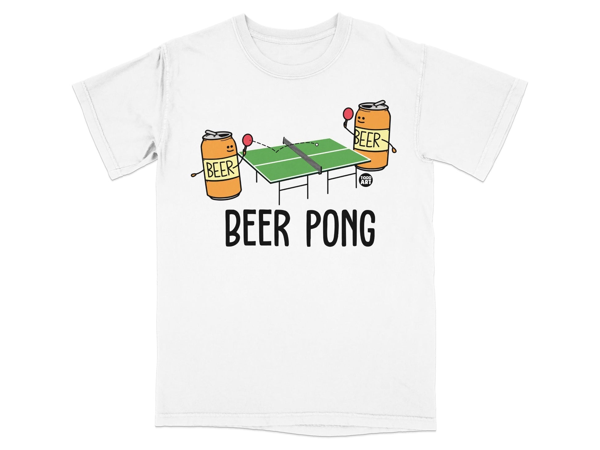 Funny Beer Pong Graphic Tee with Cute Cartoon Design