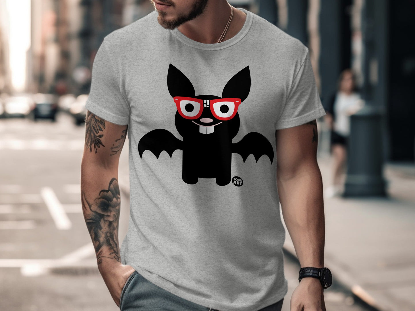 Funny Bat with Red Glasses T-Shirt for Halloween Fun