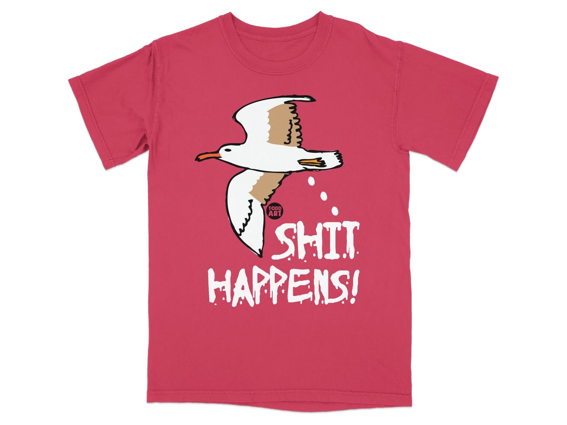 Funny Seagull Shit Happens Graphic T-Shirt