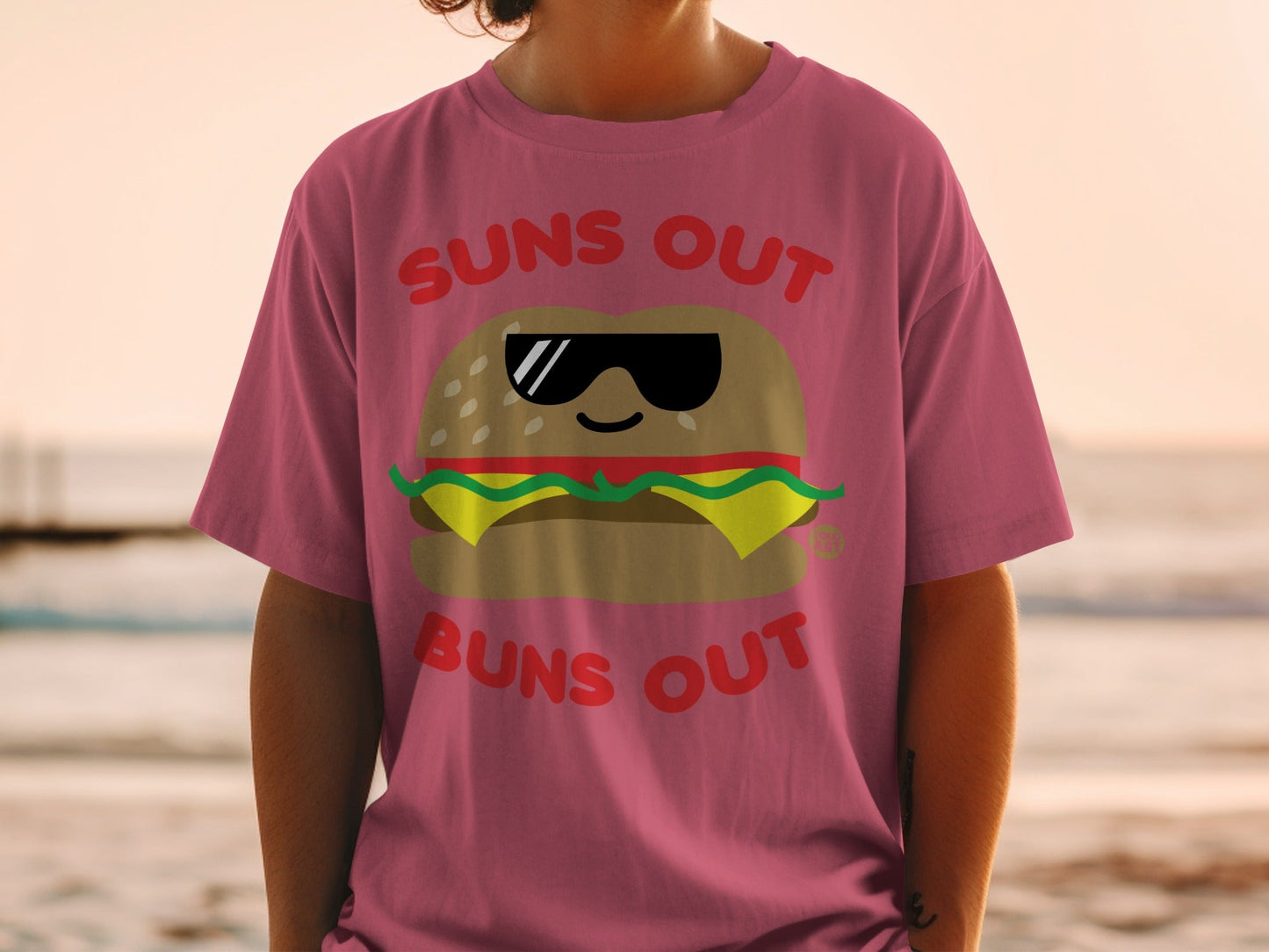 Suns Out Buns Out Funny Burger Graphic T-shirt