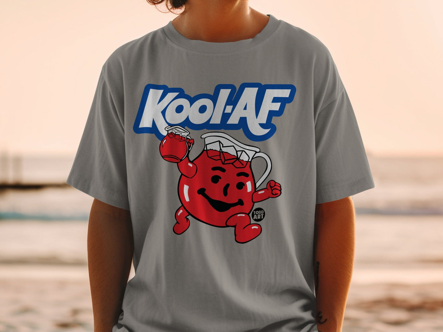 Grey t-shirt with Kool-Aid Man illustration and "Kool-AF" text.