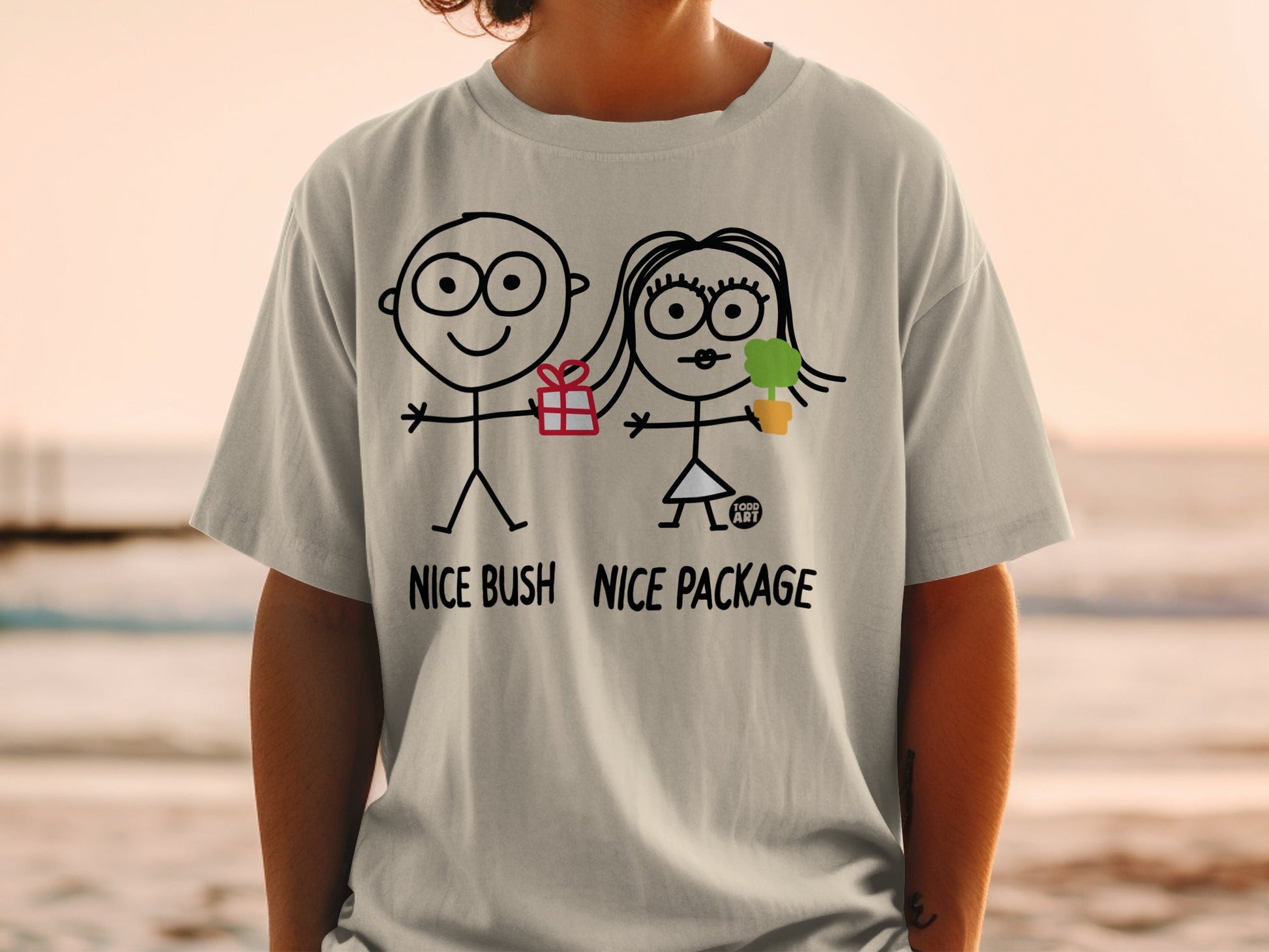 Funny Stick Figure Nice Bush Nice Package T-Shirt