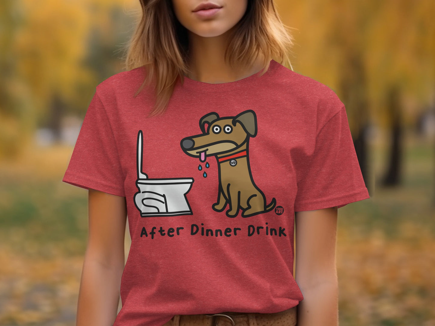 After Dinner Drink Dog Graphic Funny T-shirt for Adults