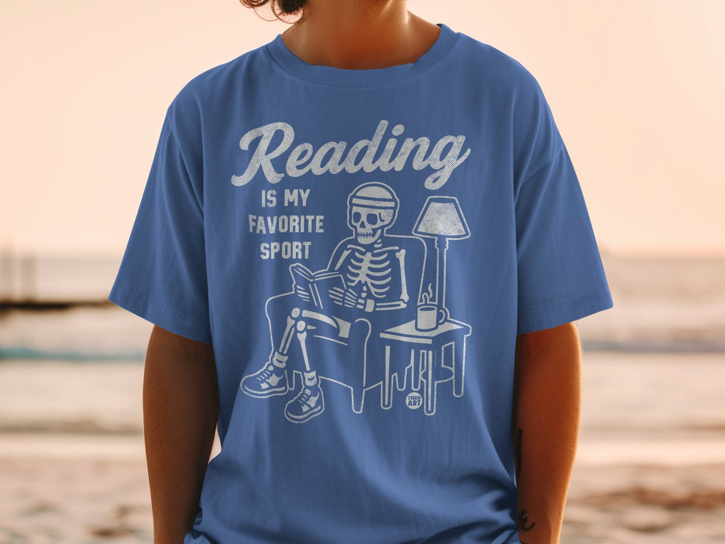 Reading Is My Favorite Sport Skeleton Graphic T-shirt