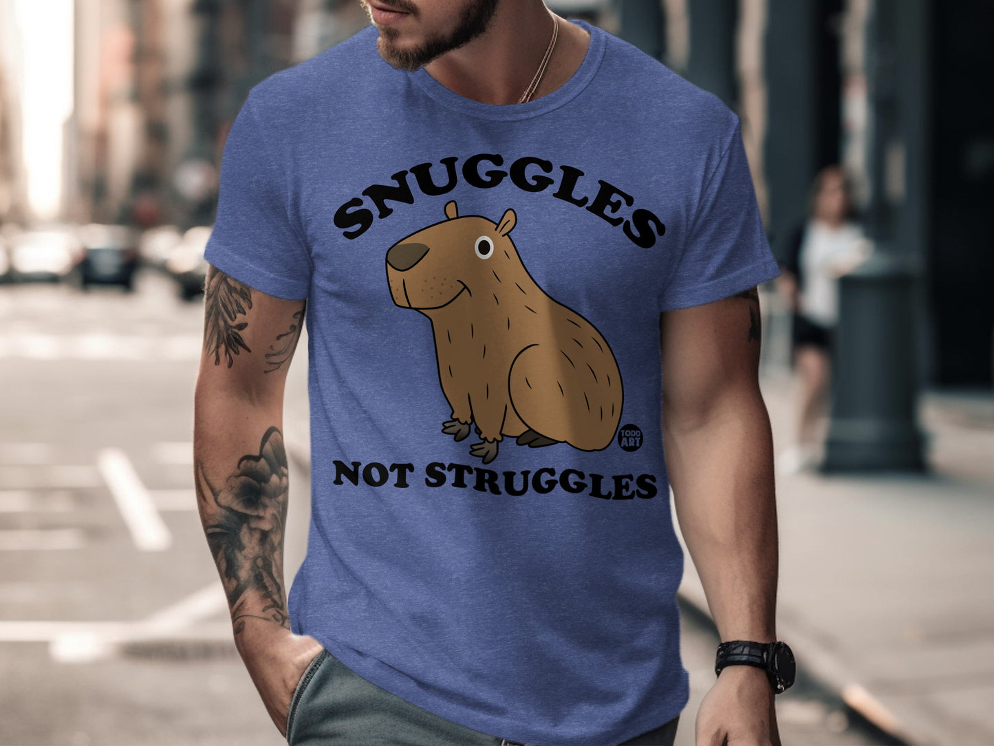 Snuggles Not Struggles Fun Capybara Graphic T-Shirt