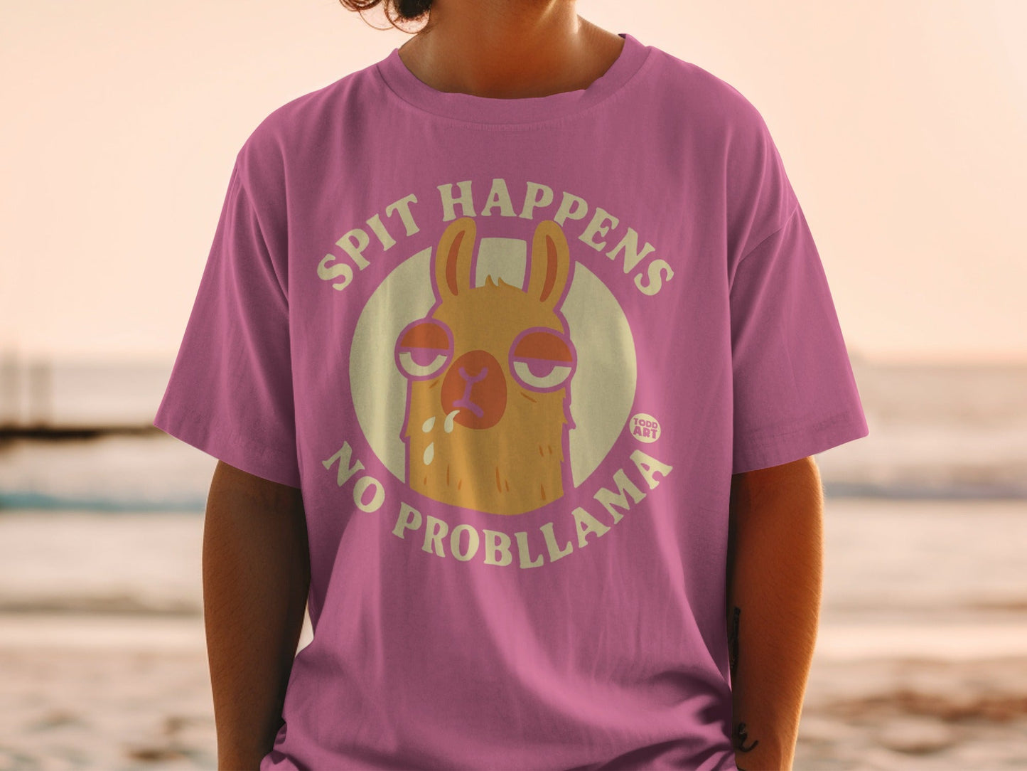 Spit Happens No Probllama Funny Graphic T-shirt