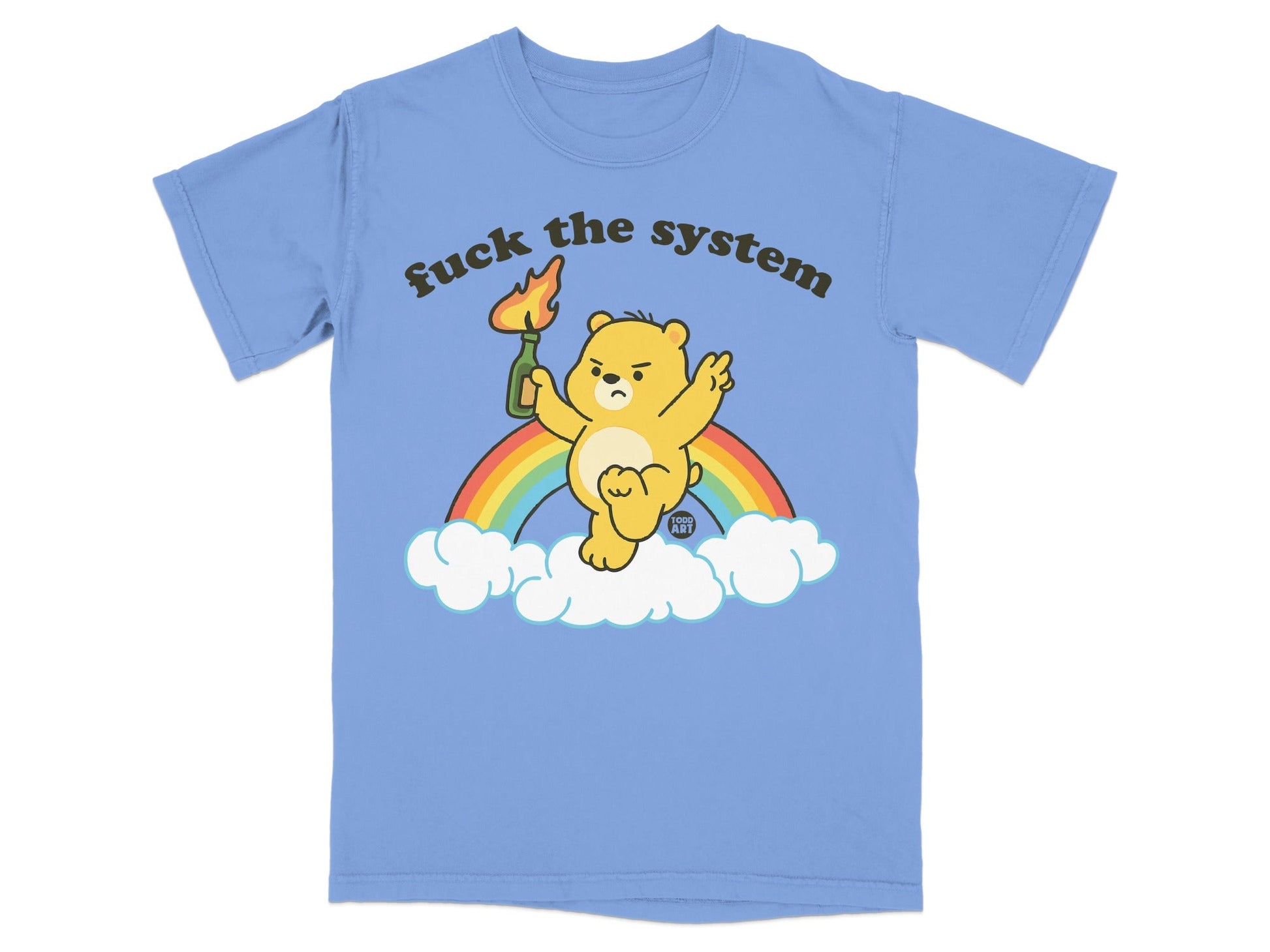 Fuck the System Rainbow Bear T-Shirt