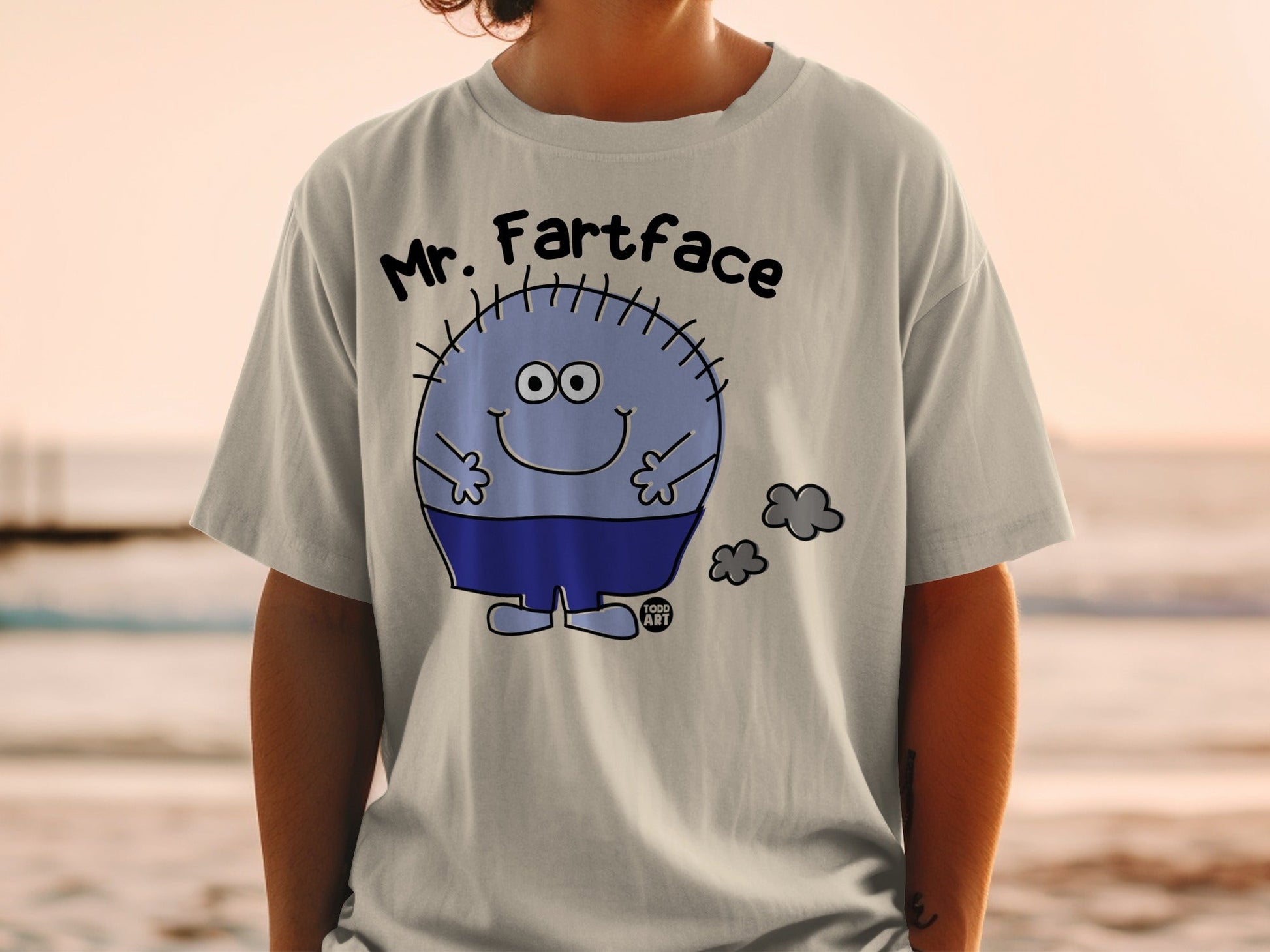 Mr. Fartface Funny Character Graphic Tee Shirt