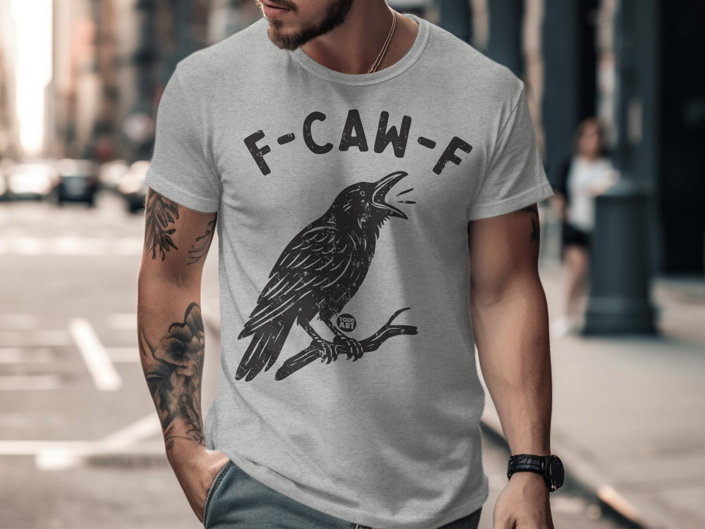 Stylish F-CAW-F Crow Graphic Tee Shirt Product