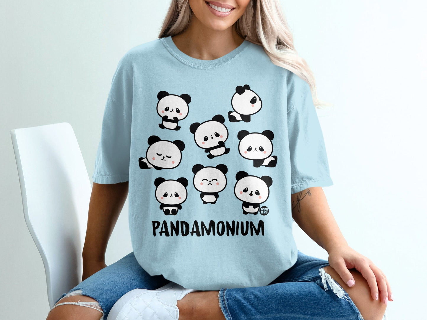 Cute Pandamonium Cartoon Pandas Graphic T-Shirt