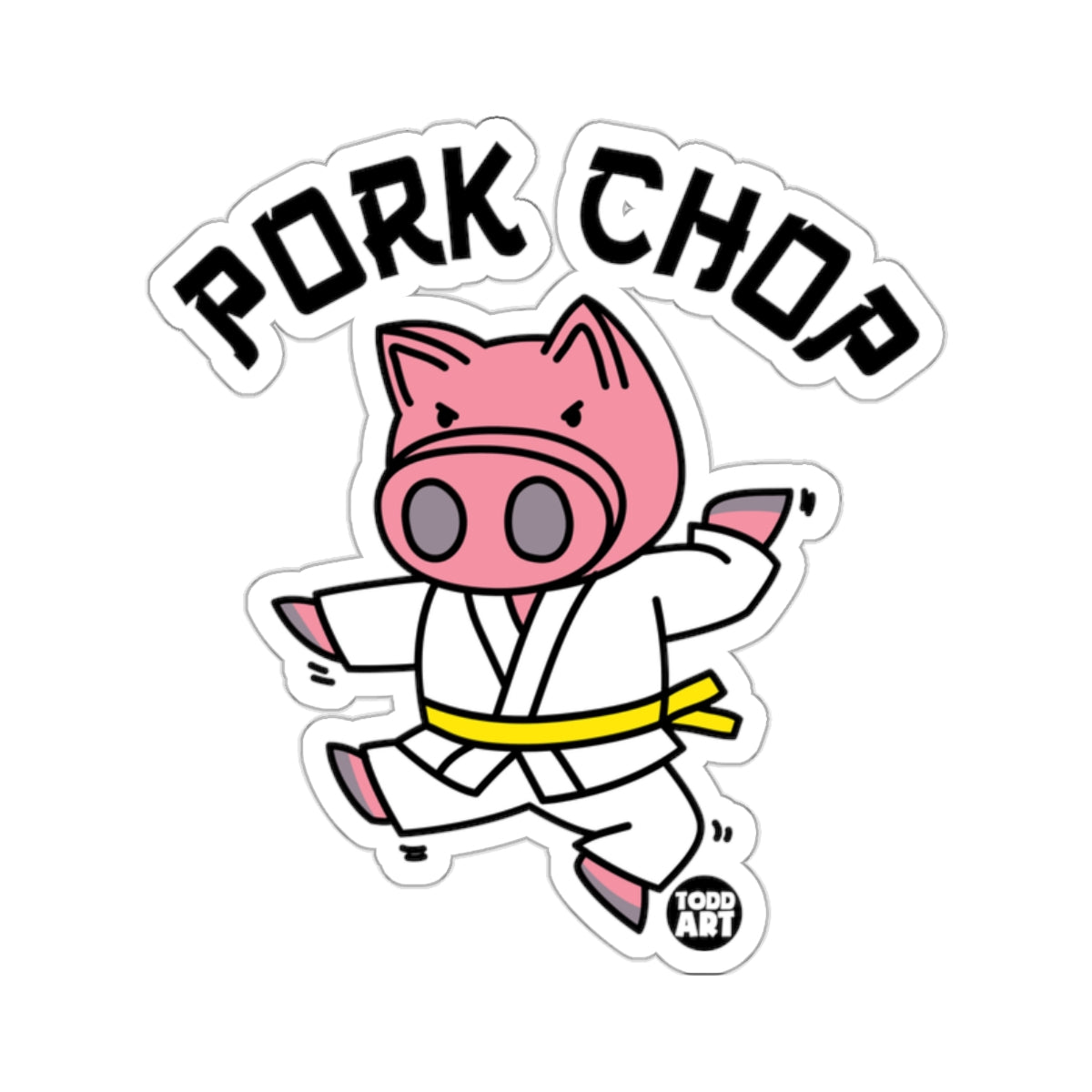 Pork Chop Pig Martial Arts Fighter Cartoon 