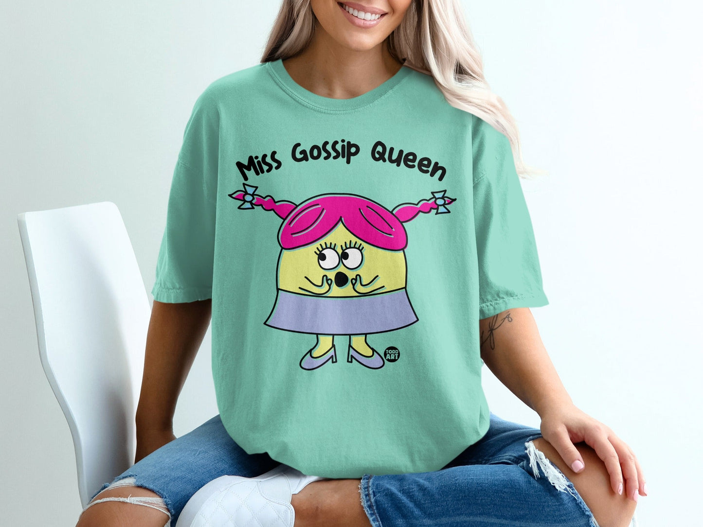 Miss Gossip Queen Cartoon Character T-Shirt
