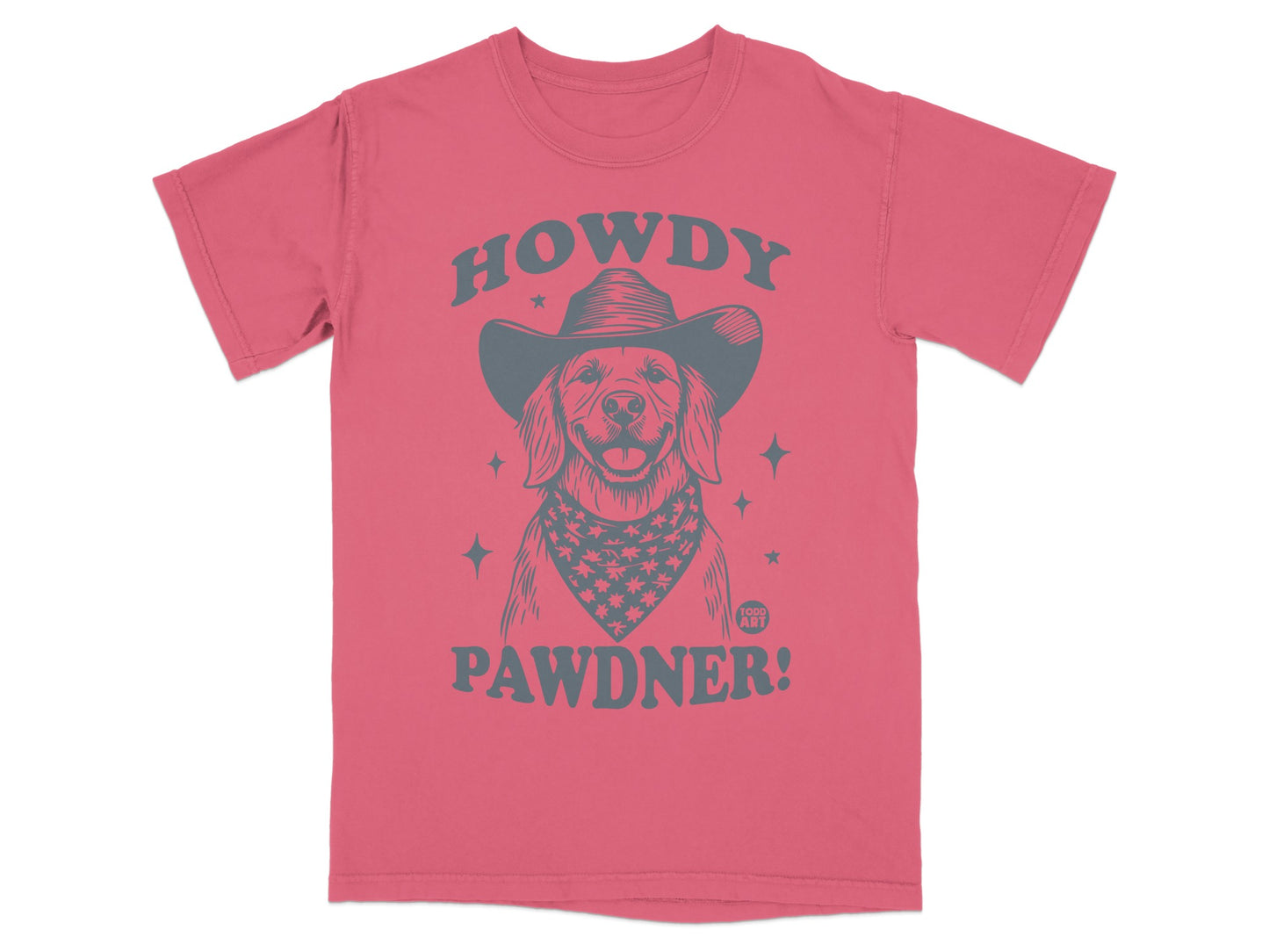 Howdy Pawdner Cowboy Dog Graphic Short Sleeve Tee