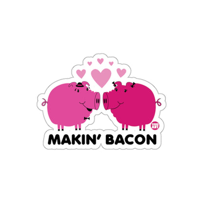 Makin Bacon Pink Pig Couple with Hearts Above sticker
